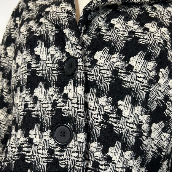 Robert Rodriguez Blazer Jacket Wool Black White Grey Houndstooth Cropped Size 10 - Picture 4 of 7